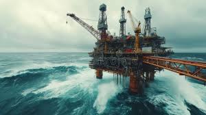 Deep bore oil extraction machinery and workers at Middle East drilling site - Modern directional drilling technology